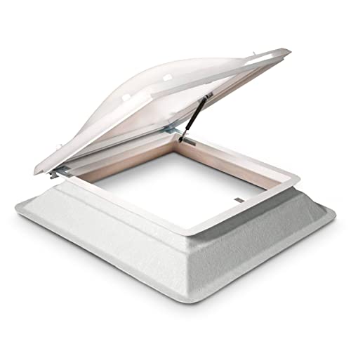 Ironlux - Claraboya Cuadrada para Techo Apertura Acceso - Bivalva - Incluye Cúpula, Zócalo de PVC y Accesorios para el Montaje - Anti-condensación - Tragaluz - AxB = 60 x 60 cm