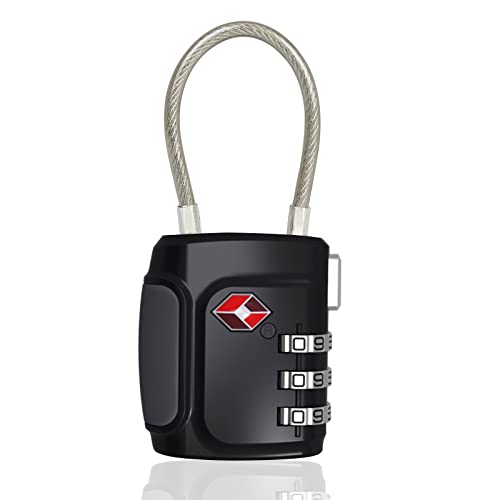 Candado Maleta Viaje Candado TSA Candado Combinacion Candado Maleta Candado Taquilla Gimnasio Candado de Seguridad de 3 Dígitos para Maletas Viaje Mochila Equipaje (Negro)