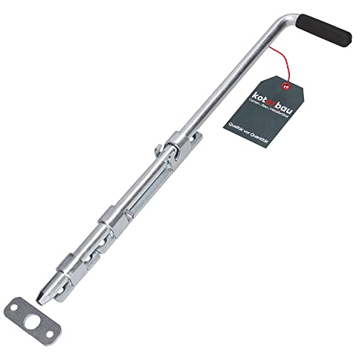 KOTARBAU® Pestillo de perno de 420 mm, estrecho, chapa de zinc, 21 mm, pestillo de puerta, cerradura, corredera de puerta, pestillo de suelo, puerta seccional