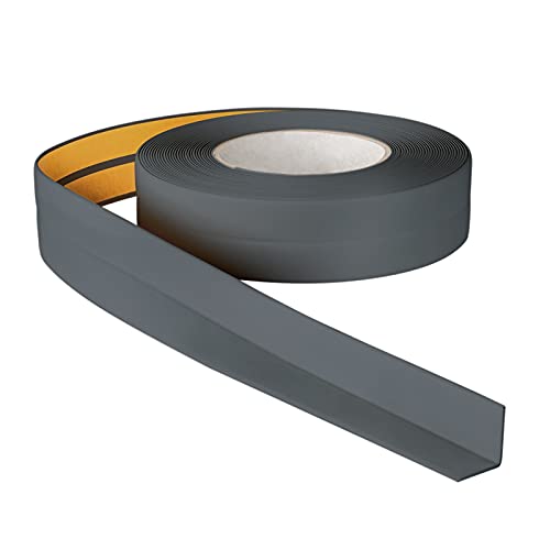 ProfiPVC Perfil Angular Suelo 18x18mm - 5 metros, Rodapié de acabado, ideal para cocina y baño, cinta autoadhesiva de PVC, rodapié flexible y blanda, Antracita