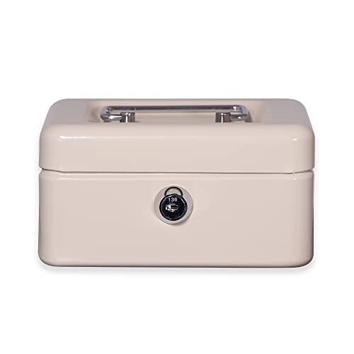BTV | Caja Caudales con Llave para Contar y Transportar Dinero | Caja de Seguridad con Organizador de Monedas y Billetes | 15x11.5x8 cm