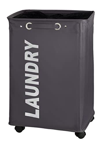 WENKO Pongotodo Quadro taupe - Saco para la ropa sucia Capacidad: 79 l, Poliéster, 40 x 60 x 33 cm, Gris oscuro