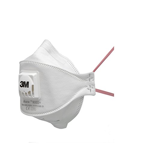 Máscara desechable de 3M 9332+ Aura con nivel de protección más alto FFP3 para máximo, 5 piezas