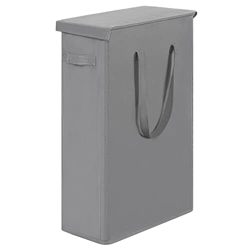 Chrislley Cesto para la colada delgado con tapa 58L Cesto alto y delgado para la colada Transpirable Plegable Alto y delgado Bolsas para la colada Cesto de almacenamiento grande para el dormitorio