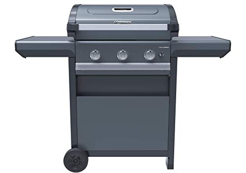 Campingaz Serie Select, BBQ de gas, parrilla de barbacoa, 3 quemadores de acero inoxidable, tapa con termómetro, InstaClean Aqua, Culinary Modular System, 10,2 kW, modelo 2021, gris