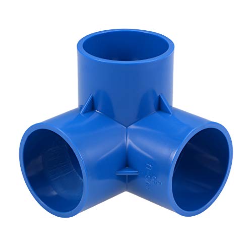 sourcing map Tubo PVC, Codo PVC de 3 Vías, Conector PVC 50mm, Reductor PVC de Forma en T, Reductor Manguera, Accesorio de Tubería, Azul 2 Piezas