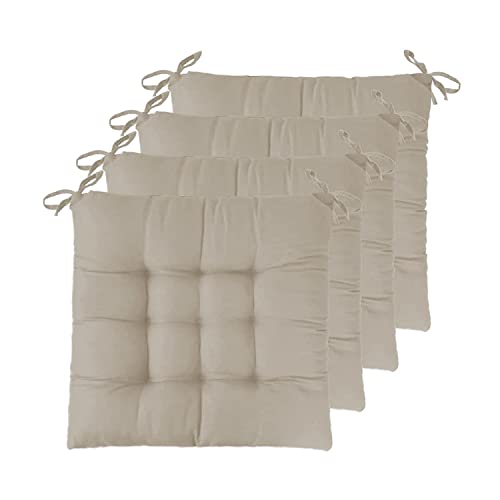 GREATOOL 2 X Cojines para Sillas de Exterior e Interior Reversibles 40 x 40 x 5cm, Cojines de Silla Asiento Tumbonas Patio Terraza Exterior Acolchado Almohadilla(Pack 2, Beige)