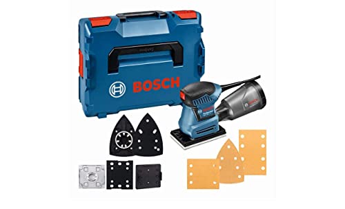 Bosch Professional Lijadora Orbital (180W, 3 placas Lijadoras 140, 160 y Delta, en L-BOXX), Azul, 180 W