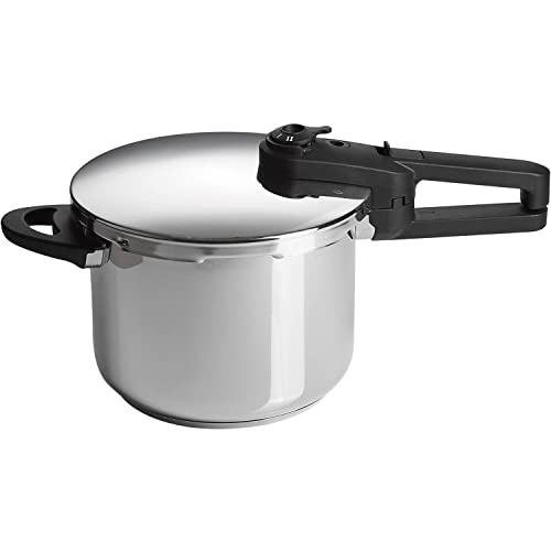 CRUZ DE MALTA ® Maltinox olla a presión súper rápida de 6 Litros, fabricada en acero inoxidable 18/10, 5 sistemas de seguridad, fondo temodifusor apto para todo tipo de cocinas, inducción, express