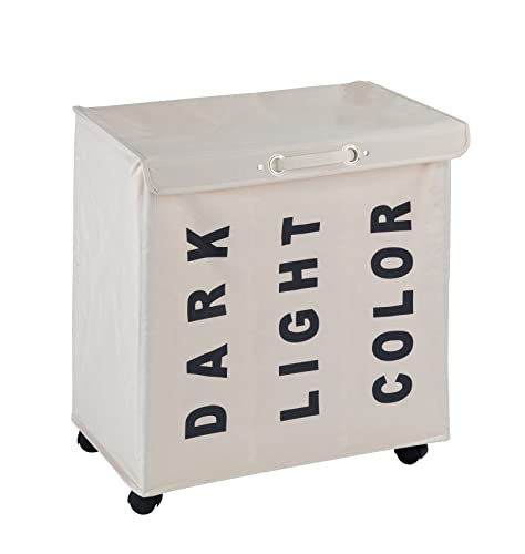 WENKO Contenedor para la ropa sucia Trivo beige - pongotodo Capacidad: 116 l, Poliéster, 56 x 60 x 35 cm, Beige