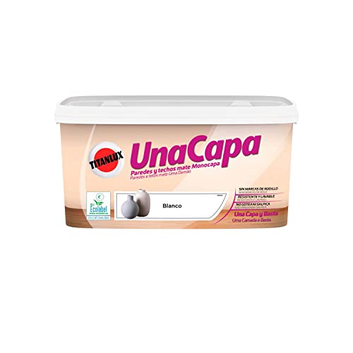 Titanlux Una Capa Lavable pintura para paredes Blanco 4 L