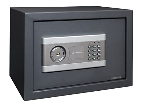 ARREGUI Stylo 19010-S2 Caja Fuerte de Acero Con Apertura de Doble Seguridad, Cerradura Electrónica más Llave, con Códigos Programables, Caja de Seguridad para Hogar y Negocios, 25 x 35 x 25 cm, 15 L
