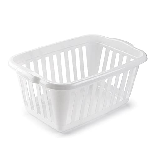 AC - Cesta para la Ropa Sucia - Forma Rectangular - Fabricado en Plástico - Cesto para la colada - Almacenamiento - 26 x 60 x 40 cm - Color Blanco