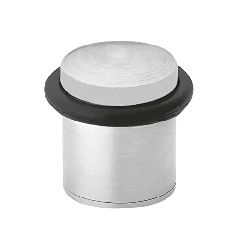 amig, Tope de Acero inoxidable con Goma Para puertas de Paso, Incluye accesorios de fijación, Bloqueadores de Puerta, Evita golpes y Protege la Pared, Inox, Ø20 x 30 mm