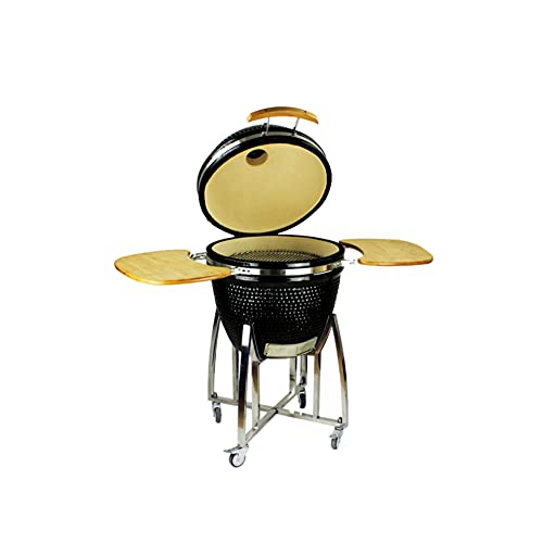 JOMO Kamado Parrilla de carbón de cerámica, 61 cm, Negra, Adecuada para 8-10 Personas