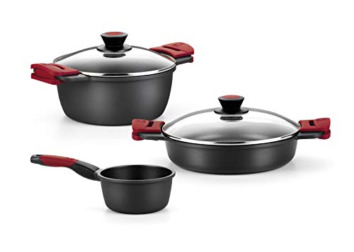 BRA A419903 Premiere - Batería 3 piezas de aluminio fundido con antiadherente, apta para todo tipo de cocinas Incluso inducción [Amazon Exclusive]