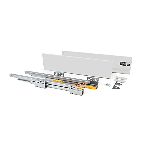 EMUCA - Kit de cajón para Cocina o baño con guias de extracción Total y Cierre Suave, Altura 138mm y Profundidad 500mm, Blanco