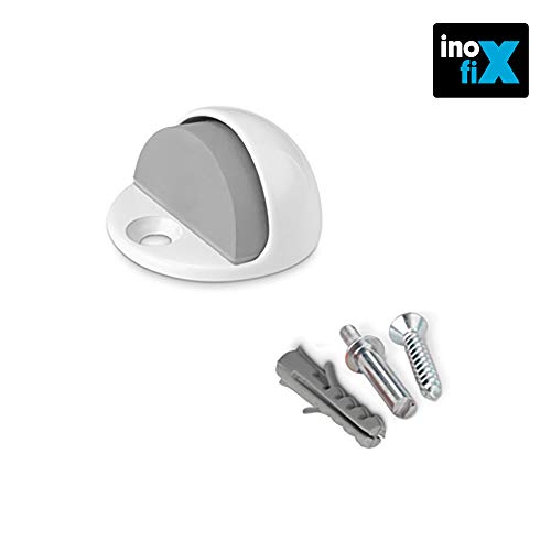 INOFIX 66646 Tope Puerta Metálico con Tornillo, Blanco
