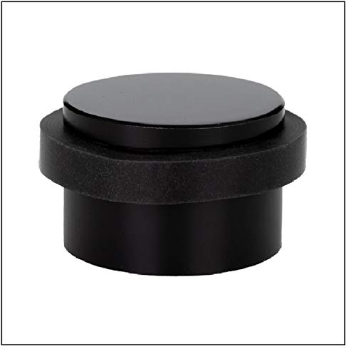 EVI Herrajes | Tope de Puerta Adhesivo | 35 x 19 mm | Goma Negra de Silicona Natural | Acero Inoxidable Acabado Lacado Negro | Fijación Sencilla | 100% Funcional | Mod. I-140