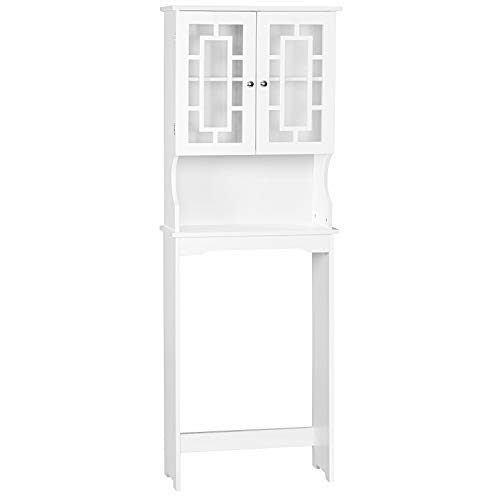LIFEZEAL Estantería para Inodoro, Organizador de Pie para Lavador con 3 Puertas y Estante Abierto, Armario Superior Multifuncional sobre WC para Baño, Secadora (Blanco)