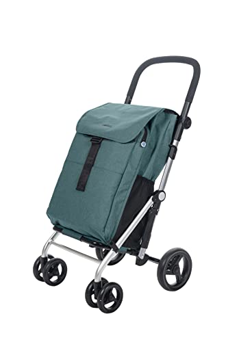 Carlett - Carro de la Compra, Carrito Plegable para Supermercado, de 4 Ruedas Resistentes a la Lluvia y Gran Capacidad de 32kg, Bolsa Principal 64L, Térmica 10,5L - Modelo Clasic Family, Color Verde