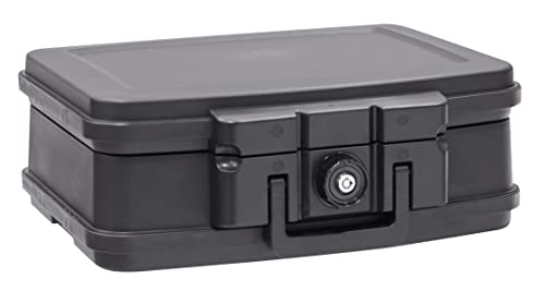 ARREGUI MT1104 Caja Fuerte Ignífuga con Llave, Caja para Documentos Resistente al Fuego e Impermeable, Caja de Seguridad Portátil, Maletín Ignífugo para Documentos, Certificada, Tamaño DIN A4, Negro