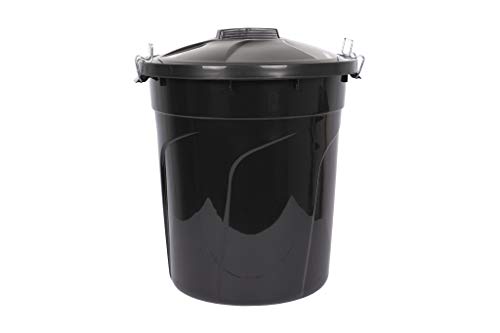 Cofan Cubo de Basura | Color Negro | Capacidad 50 L | Con Asas de Cierre Incorporadas Metálicas| Cubo de Basura con Tapa
