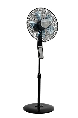 Thomson Ventilador de pie silencioso con mando a distancia (40 cm), ventilador silencioso (4 niveles), temporizador y función oscilante, altura regulable hasta 135 cm, color negro