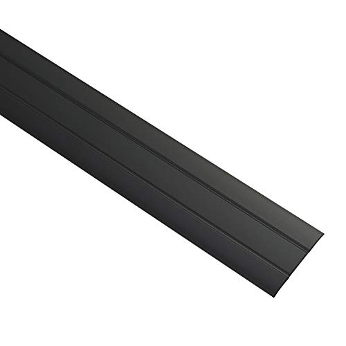 Gedotec Perfil de transición de aluminio autoadhesivo plano, listón de suelo con ancho de 37 mm, perfil de compensación negro anodizado, listón de cobertura de 200 cm, 1 pieza