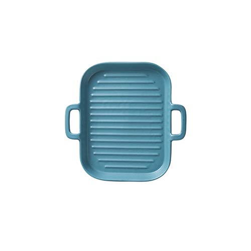 Placa de Porcelana Pan para Hornear, Placa Rectangular, Bandeja de Doble Oreja, Placa de Desayuno para el hogar, vajilla Occidental, vajilla Cena Familiar, Servicio de Restaurante (Color : A)