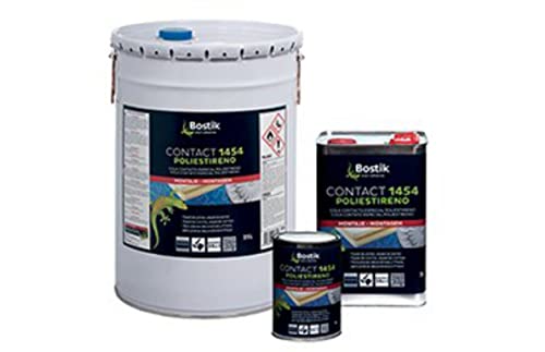 Bostik, Cola de Contacto Especial Poliestireno, Expandido y Rígido, Todo tipo de soportes, Contact 1454, Translúcido, Bote de 1 L