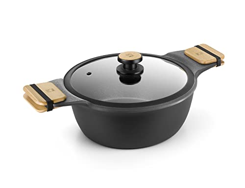 Bra Market - Cacerola alta 24 cm, Aluminio Fundido con Antiadherente, sin PFOA, Apta para todo tipo de cocinas incluida Inducción