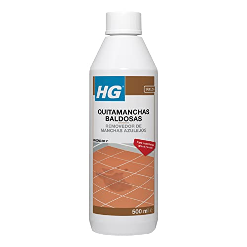 HG Quitamanchas Profesional para Suelos Porosos,Elimina la Grasa,Manchas de Aceite,Marcas de Epoxi de Baldosas de Terracota,Ladrillos,Losas,Piedra Natural,Porcelana,Hormigón y Cemento-500ml(166050130)