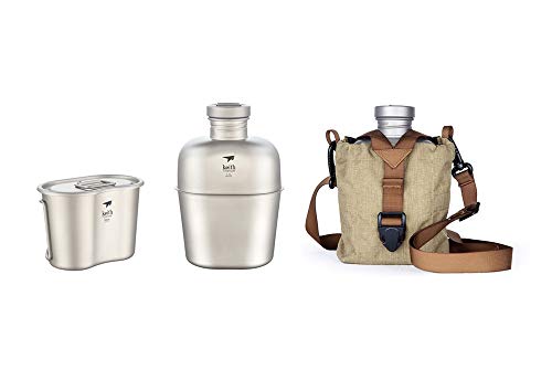 Keith Trekking Titanio Cantimploras militares Camping Taza Cantina Hervidor de agua portatil con la taza