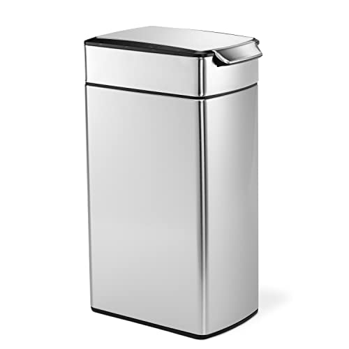 simplehuman CW2016 cubo estrecho con touch-bar, acero inoxidable cepillado, 40 L