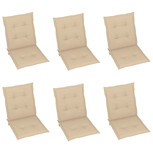 vidaXL 6X Cojines para Sillas de Jardín Asiento Tumbona Patio Terraza Balcón Exterior Acolchado con Respaldo Alto Decoración Beige 100x50x4 cm