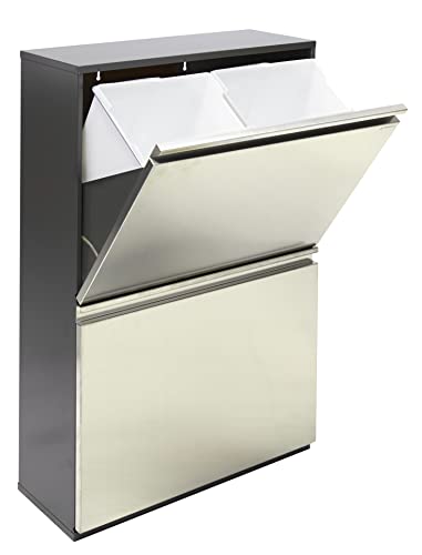 Arregui Vario CR605 Cubo de Basura y Reciclaje de Acero Inoxidable de 4 Cubos, INOX, 91.5 x 58 x 25 cm