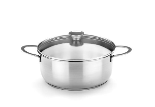 BRA Braisogona_A390355 Ancora - Cacerola, 24 cm, Acero Inoxidable 18/10, con Tapa de Cristal