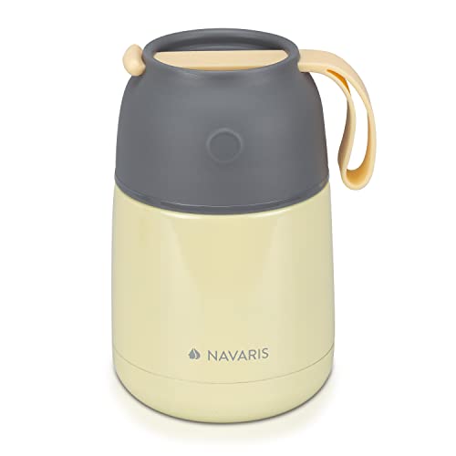 Navaris Termo Comida Caliente - Recipiente para Mantener frío y Caliente - De Acero Inoxidable y con Capacidad para 450 ML - en amarillo