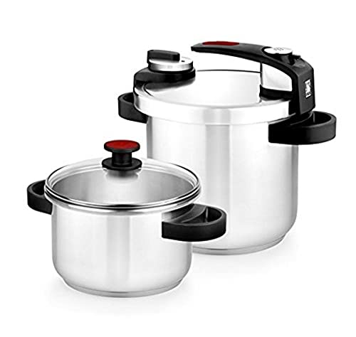 BRA Tekna Set de Ollas a Presión Rápida, Acero Inoxidable, Gris, 24 cm, 4 y 7 litros