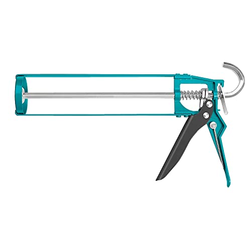 Total Tools - Pistola Aplicador de Silicona | Longitud de 230 mm | Plato de Empuje Doble | Mango Ergonómico de Aluminio | Acero | Resistente a la Corrosión