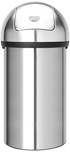 Brabantia Push Pedal Bin - Cubo de Basura, 60 l, Tapa oscilante, Acero Mate