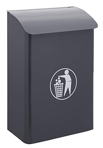 Arregui E6115 Papelera Mural de Acero de 30 L | Papelera de Garaje y Parking | Papelera para Comunidad, Portal, Espacios Interiores | Papelera de pared | gris antracita