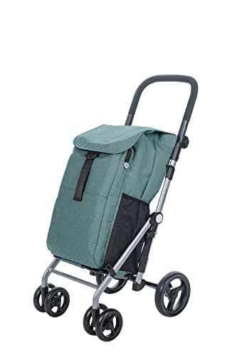 Carlett Carro de la Compra, Carrito Plegable para Supermercado, de 4 Ruedas Resistentes a la Lluvia y Gran Capacidad de 25kg, Bolsa Principal 53L, Bolsa Térmica 9L - Modelo Clasic Duo, Color Verde