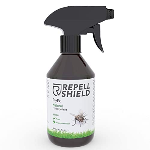 RepellShield Spray Antimoscas Exterior e Interior Orgánico - 250ml - Anti Moscas Exterior con Aceites Escenciales - Alternativa Eco a Matamoscas Electrico, Maquina Atrapa Moscas y Trampa para Moscas