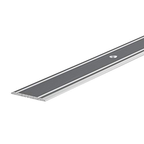 Gedotec Perfil de Transición SUPERFLACH - 30x1000 mm Barras Recubrimiento Universal para Suelo, Baldosas, Parquet y Piso - Superficie Anodizada de Plata con Barras Planas para Perforación Fácil
