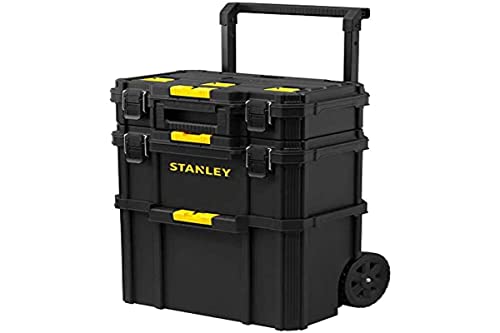 STANLEY STST83319-1 - Taller móvil 3 en 1, Compacta, Portaherramientas integrado, 80L de capacidad total, Capacidad de carga de 45 kg, Asa telescópica de 35 mm de ancho, Multicolor