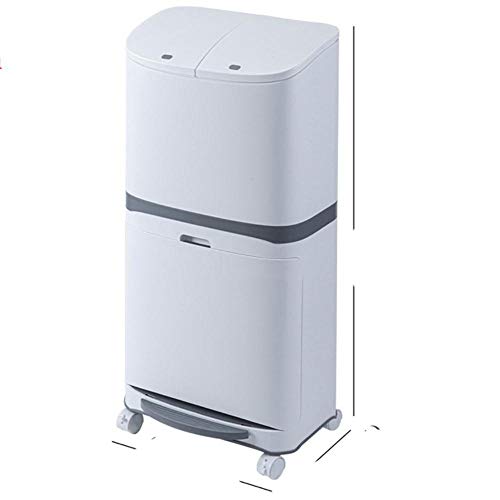 Nuevo cubo de basura conveniente Cubo de basura clasificado con rueda Cubo de basura de cocina de plástico Cubo de reciclaje de esquina Prensa Cubo de almacenamiento abierto-45L