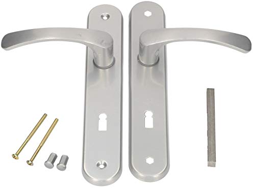 KOTARBAU® Picaporte para puerta de 72 mm, izquierda y derecha, cerradura de color, plateada, cerradura de hoja larga, de aluminio, 05907465904148