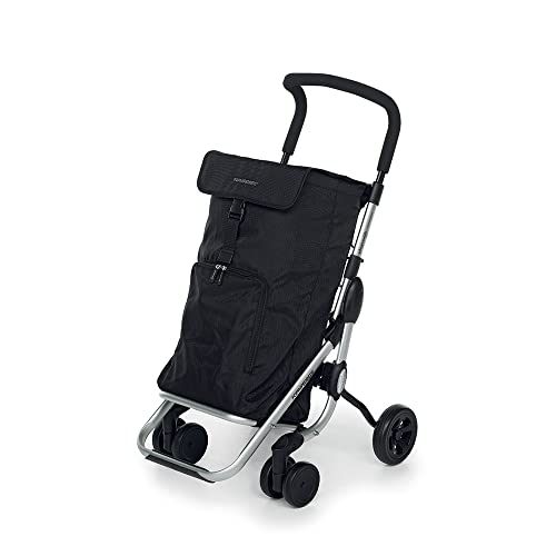 Foppapedretti Carro de la Compra Aluminio Poliéster Plástico Negro, 39,5 lt
